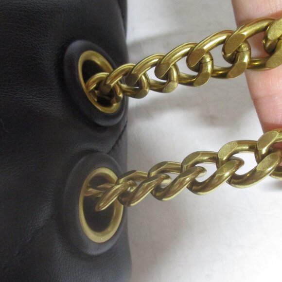 BLACK Butter Soft leather quilted chain handle logo purse KIRA - Picture 10 of 11